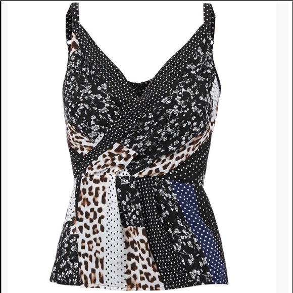 Cabi Crossover Cami, #3787 Polka dot animal print - Picture 1 of 10